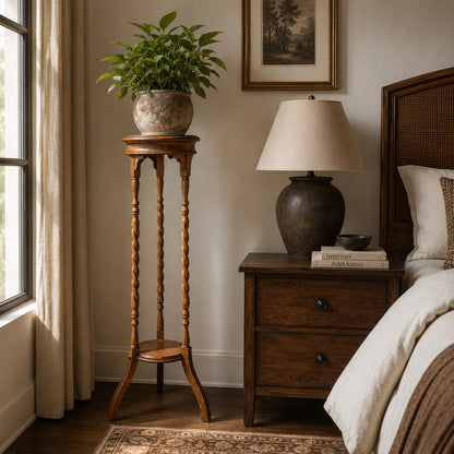Barley Twist solid oak plant stand