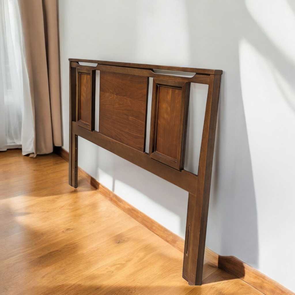 Vintage Full-Size Walnut Headboard and Footboard — view 22 of 24