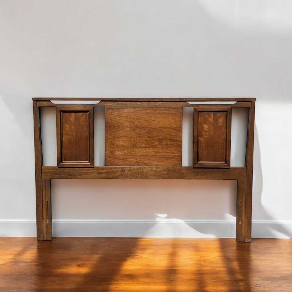 Vintage Full-Size Walnut Headboard and Footboard — view 1 of 24