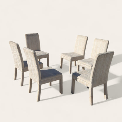 Set of Six 1980s Postmodern Sculptural Dining Chairs in Textured Cream Fabric — view 23 [CBV1 EYTrsF5VkReaS9GORcdf 23 1d7d85f3-c543-488d-b174-de767fcd7ef2.jpeg]