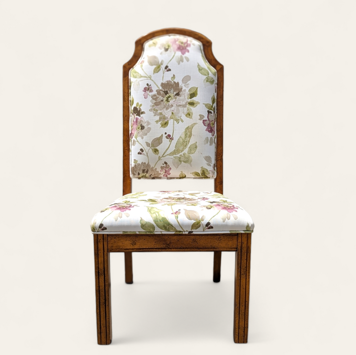 Set of Four Hollywood Regency Floral Upholstered Dining Chairs — view 9 of 14