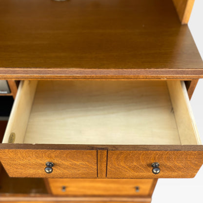 American Oak Executive Office Cabinet by Hooker Furniture with Built-In Power Panel, 1990s
