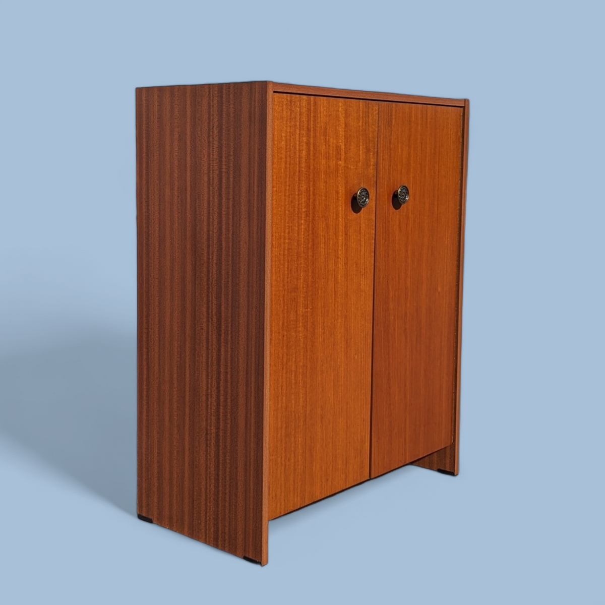 Vintage Mid-Century Teak Laminate Two-Door Storage Cabinet — view 11 of 13