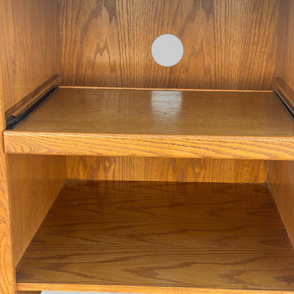Late 20th Century Solid Oak Media Cabinet with Pull-Out Shelf, American Modern