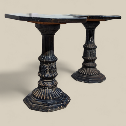 Pair of Black Marble-Top Gothic Revival Pedestal Tables — view 10 of 12