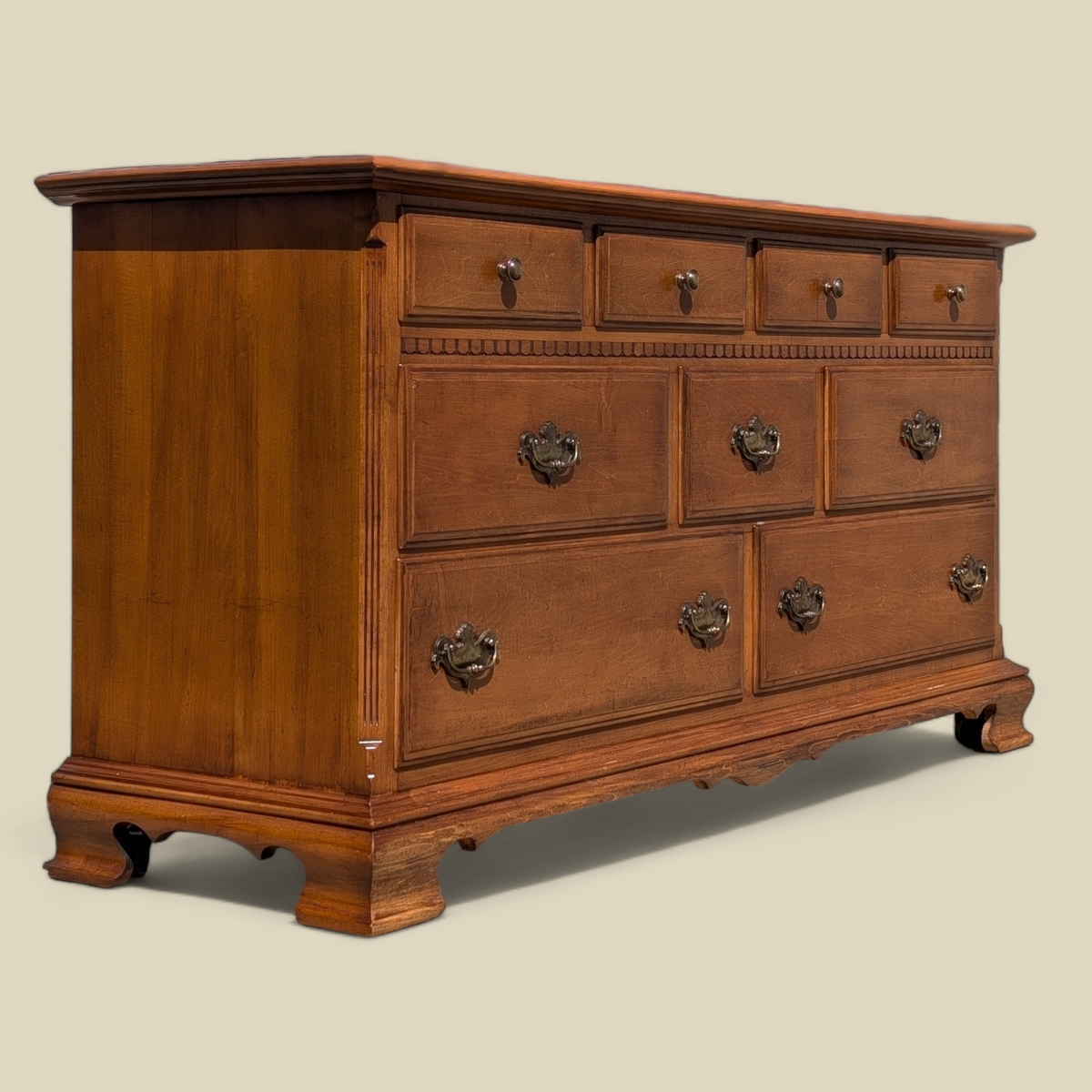 Ethan Allen Early American Solid Maple and Birch Nine-Drawer Dresser with Mirror — view 16 of 23