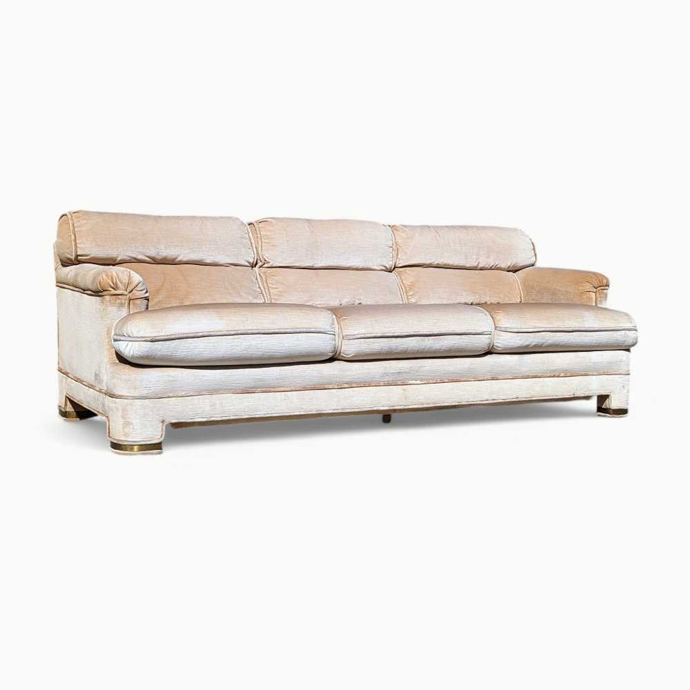 Drexel Heritage 1980s Velvet Sofa with Brass Accents — view 10 of 20