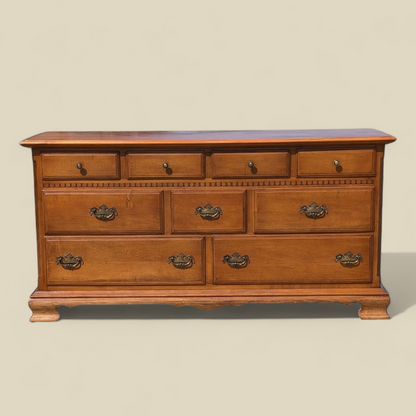 Ethan Allen Early American Solid Maple and Birch Nine-Drawer Dresser with Mirror — view 20 of 23
