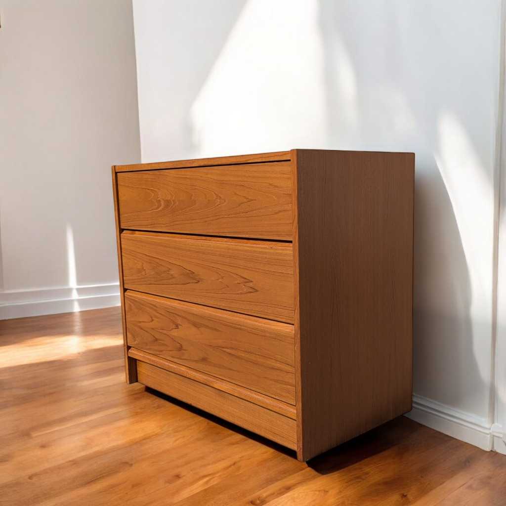Petite Danish Modern Teak Three-Drawer Dresser or Nightstand — view 3 [CBV1 iOQGNgv78JjoM6W4YOFQ 03 3e92e3f7-3aa3-49da-910c-135436f686e8.jpeg]