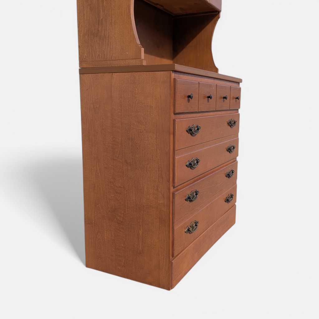 1960s Khoury Furniture Solid Wood Hutch Cabinet with Drawers — view 7 of 22