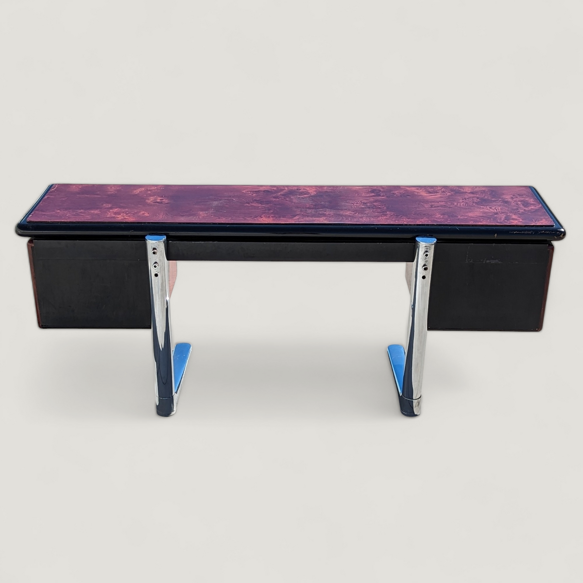 Warren Platner for Knoll 1970s Oak, Burl, Acrylic and Chrome Executive Desk — view 24 of 24
