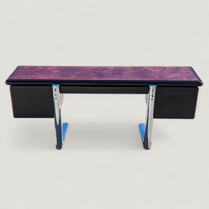 Warren Platner for Knoll 1970s Oak, Burl, Acrylic and Chrome Executive Desk — view 24 of 24