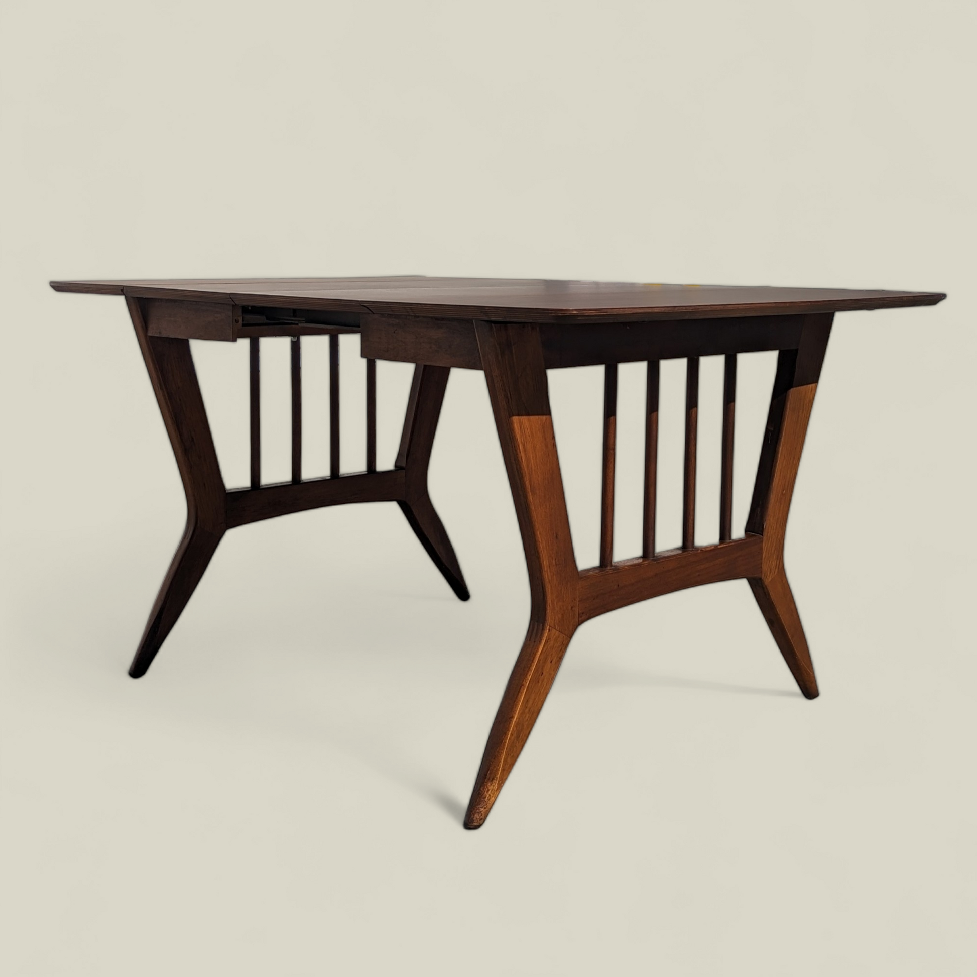 Vintage Dining Set, Drop Leaf Table, Six Chairs, Mid Century, MCM, Laminate, Wood, Unique, Kitchen