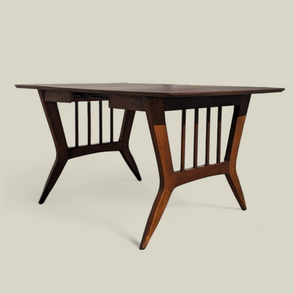 Vintage Dining Set, Drop Leaf Table, Six Chairs, Mid Century, MCM, Laminate, Wood, Unique, Kitchen