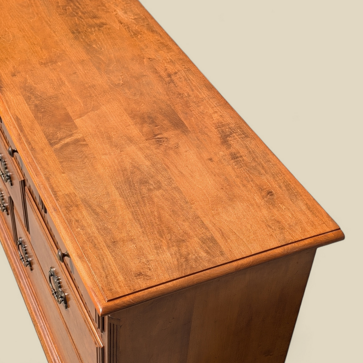 Ethan Allen Early American Solid Maple and Birch Nine-Drawer Dresser with Mirror — view 4 of 23