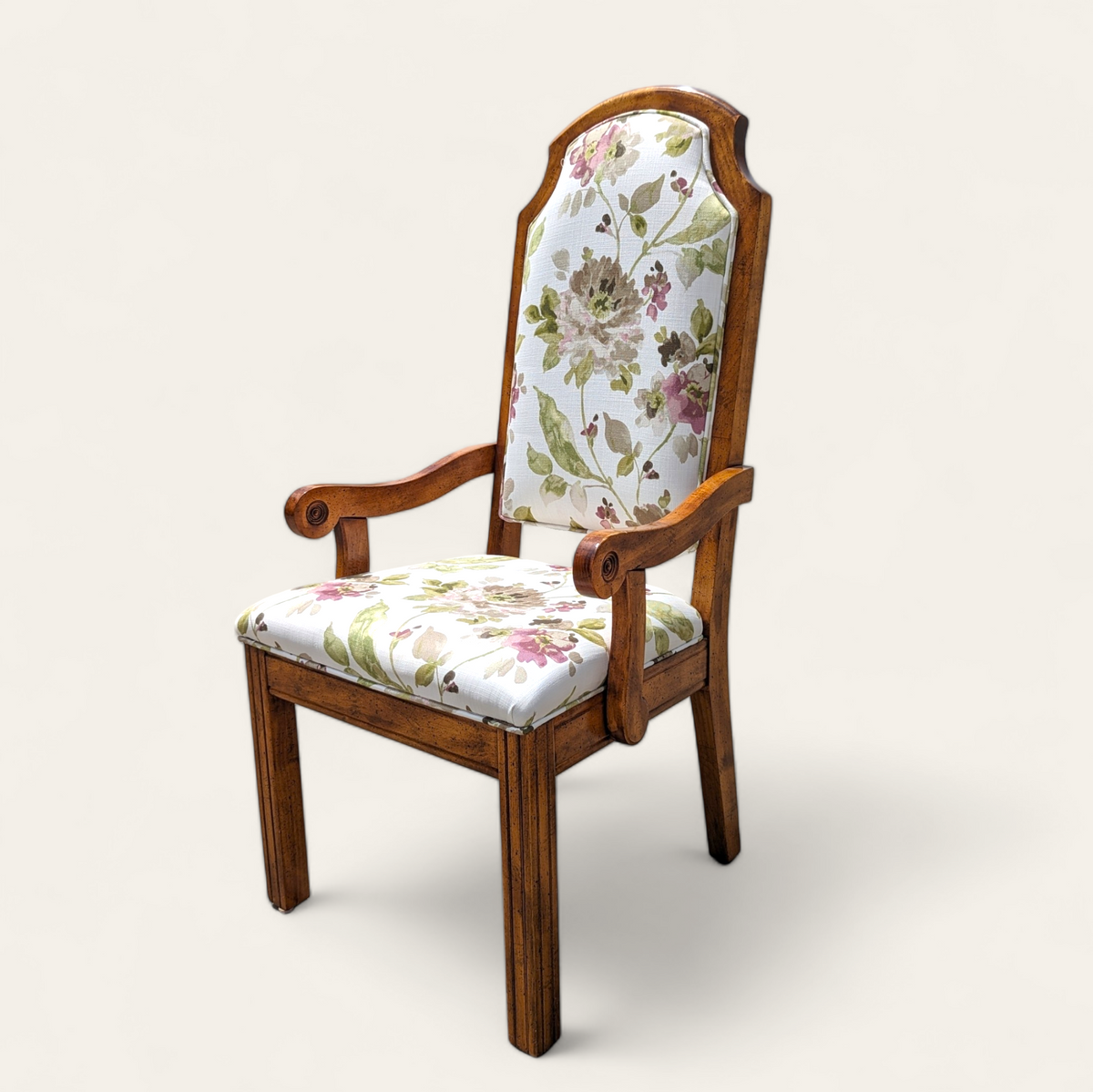 Set of Four Hollywood Regency Floral Upholstered Dining Chairs — view 12 of 14