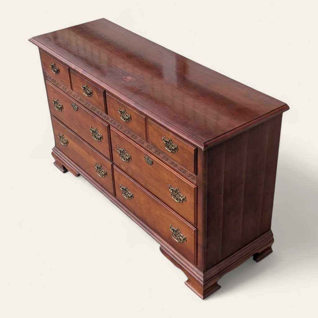 Vintage Stanley Furniture Six-Drawer Wood Lowboy Dresser — view 8 [CBV1 lOsjRhI4ZrDK2Y5waA25 08 482b17ec-3a1d-4229-8a7c-9528a65c70db.jpeg]