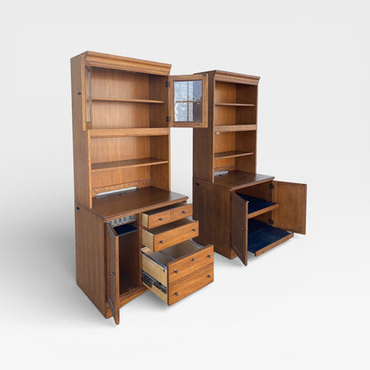 American Oak Executive Office Cabinet by Hooker Furniture with Built-In Power Panel, 1990s