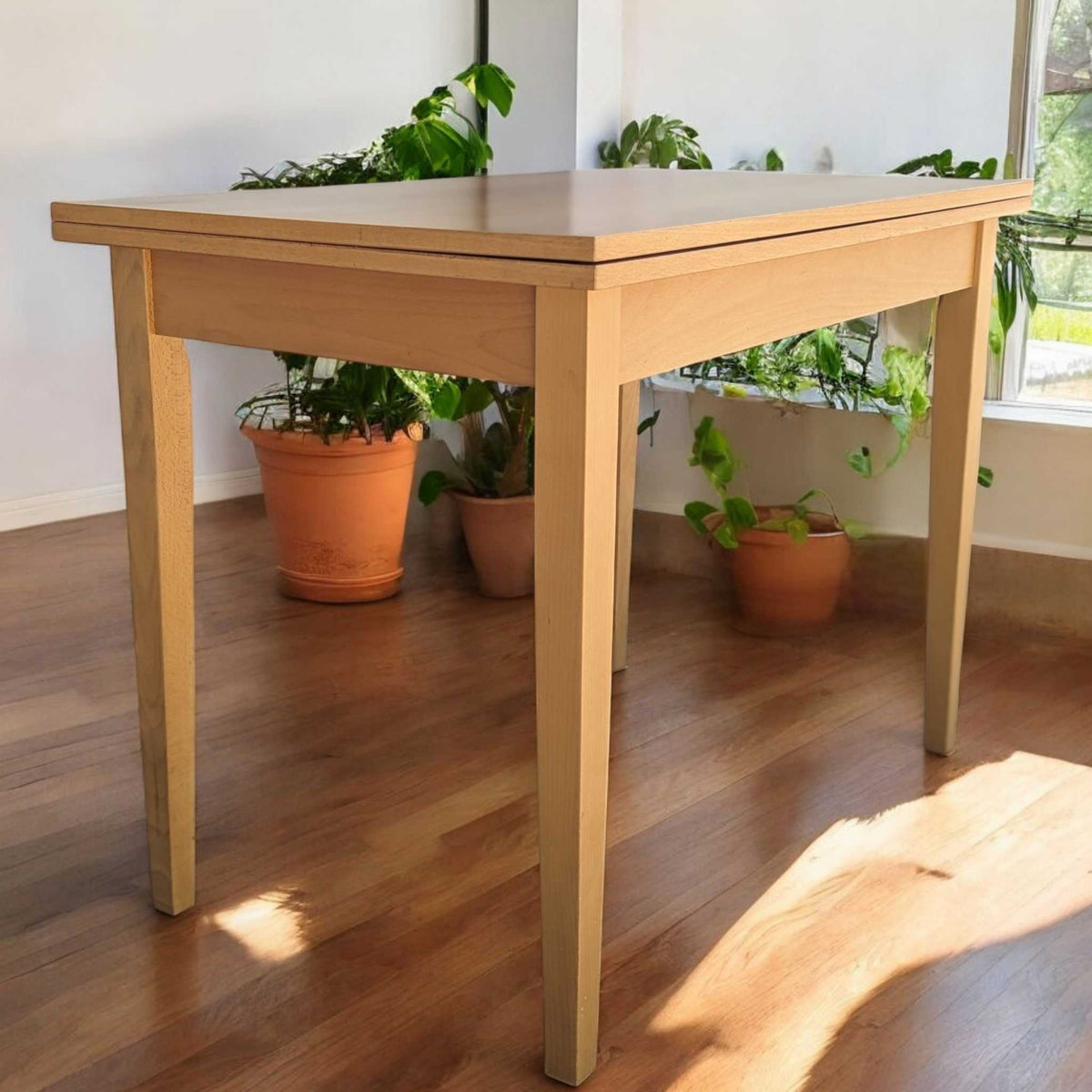 Romanian Mid-Century Beech Flip-Top Extendable Dining Table — view 20 of 25