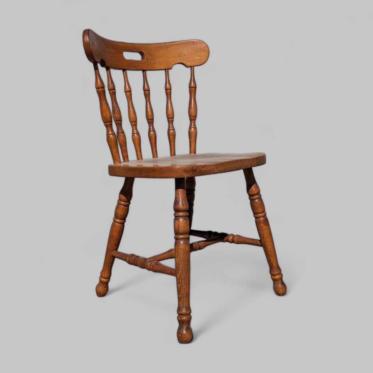 Vintage Ethan Allen Oak Spindle-Back Side Chair — view 6 of 10