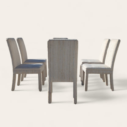Set of Six 1980s Postmodern Sculptural Dining Chairs in Textured Cream Fabric — view 11 [CBV1 EYTrsF5VkReaS9GORcdf 11 4ac36db9-e22f-4d70-82ac-f5e74dded3f1.jpeg]