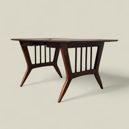 Vintage Dining Set, Drop Leaf Table, Six Chairs, Mid Century, MCM, Laminate, Wood, Unique, Kitchen