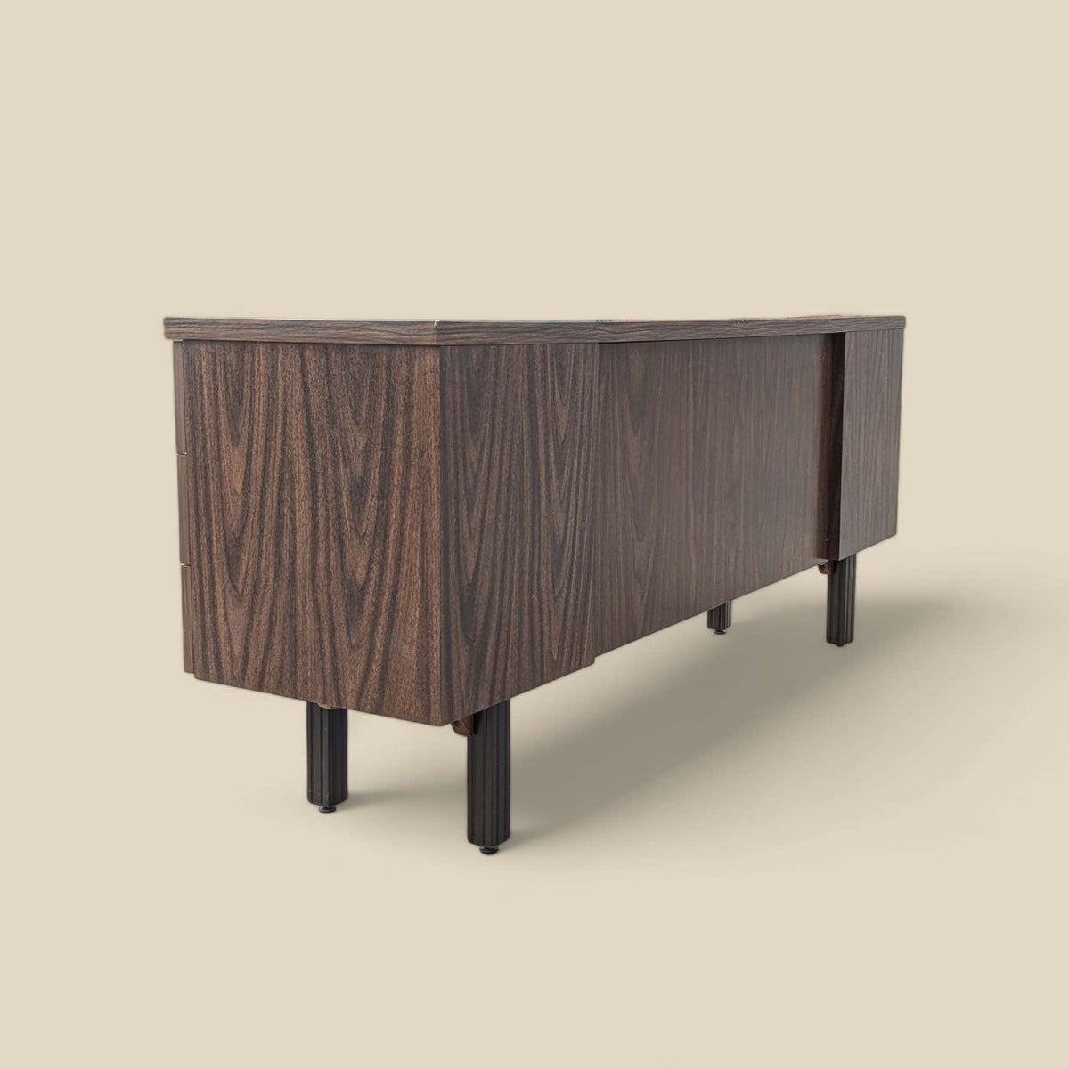 Mid-Century Walnut-Grain Laminate Credenza — view 12