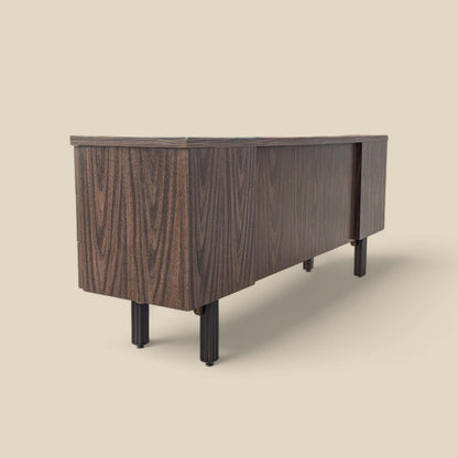 Mid-Century Walnut-Grain Laminate Credenza — view 12