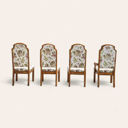 Set of Four Hollywood Regency Floral Upholstered Dining Chairs — view 5 of 14