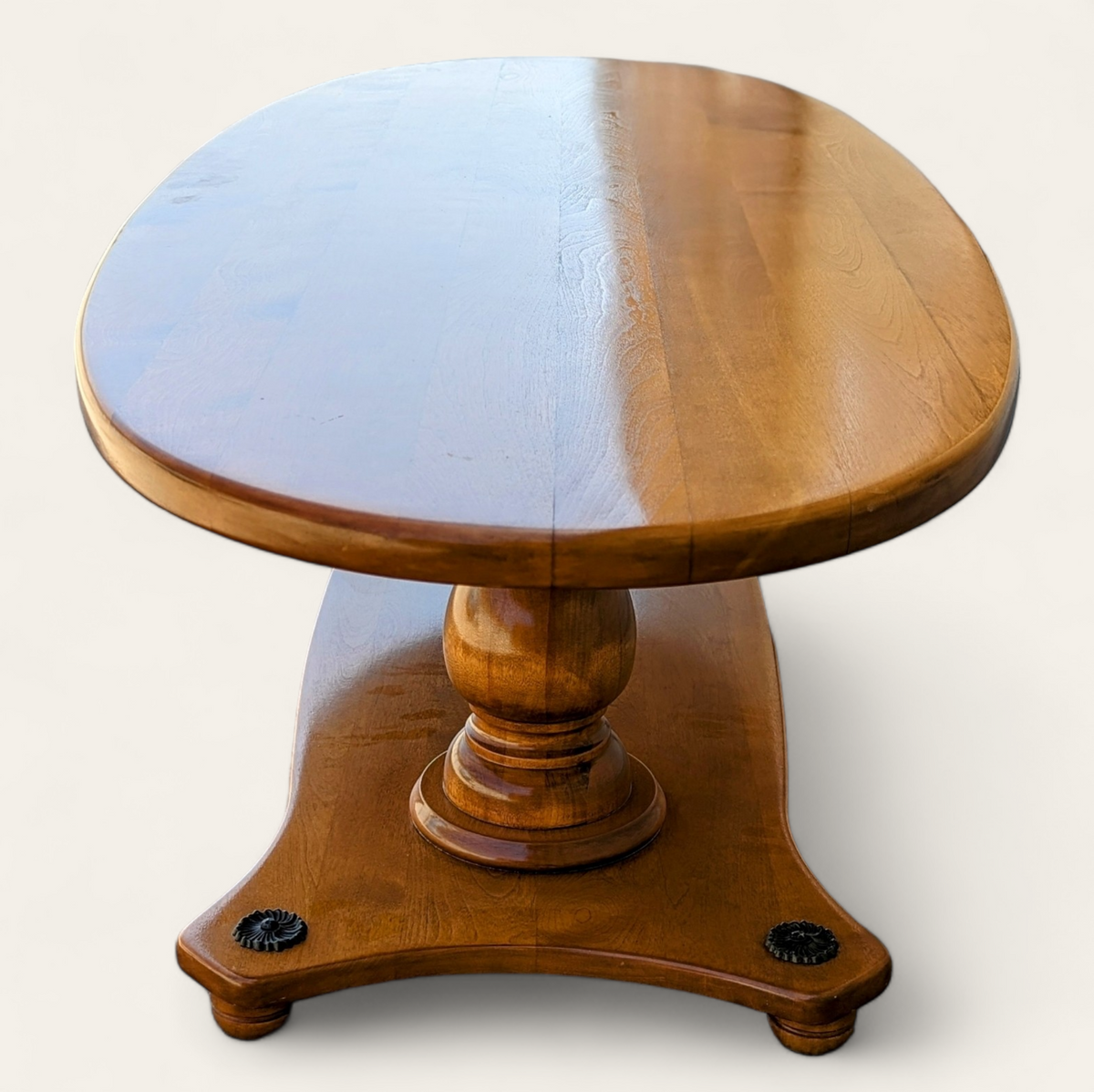 Vintage Solid Maple Surfboard Coffee Table with Sculptural Base — view 3 of 23