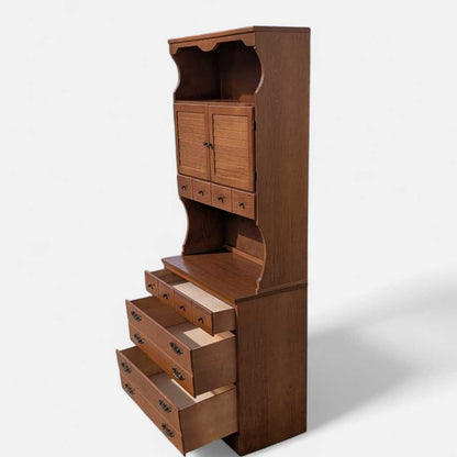 1960s Khoury Furniture Solid Wood Hutch Cabinet with Drawers — view 21 of 22