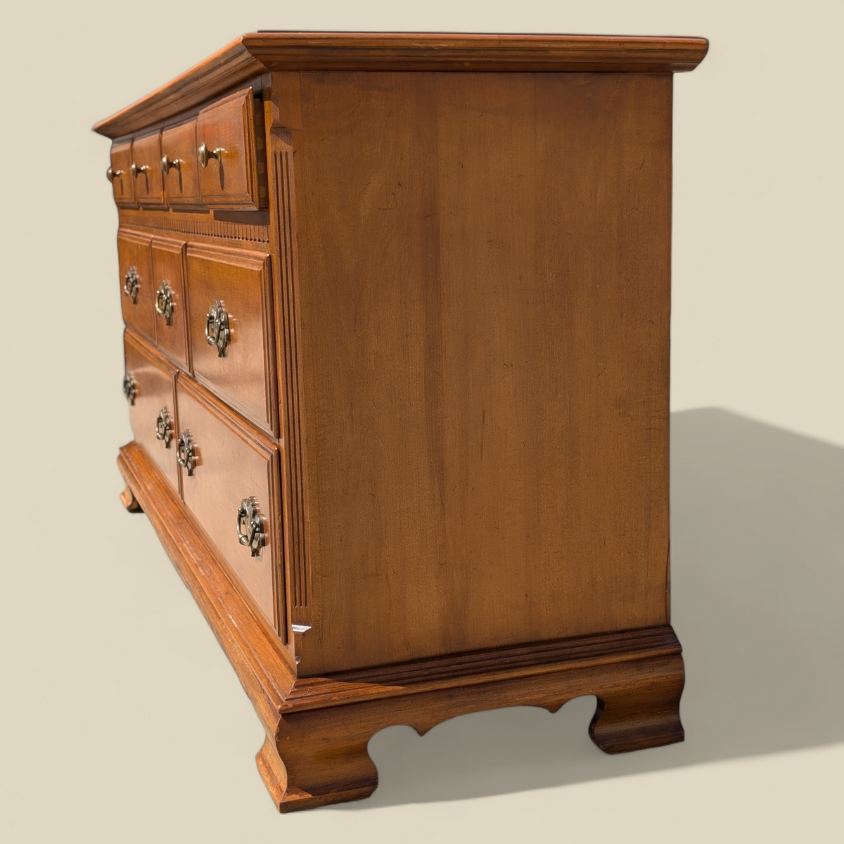 Ethan Allen Early American Solid Maple and Birch Nine-Drawer Dresser with Mirror — view 19 of 23