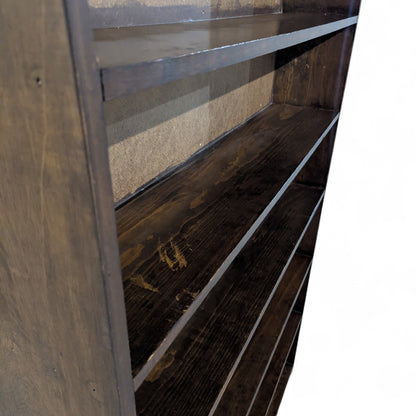 Vintage Pine Bookcase Tall Bookshelf, Narrow 5 Shelf Open Shelving Unit, Rustic Wood Display Storage Cabinet