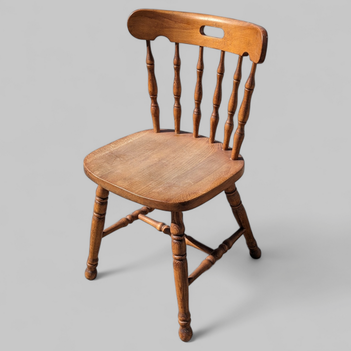 Vintage Ethan Allen Oak Spindle-Back Side Chair — view 3 of 10
