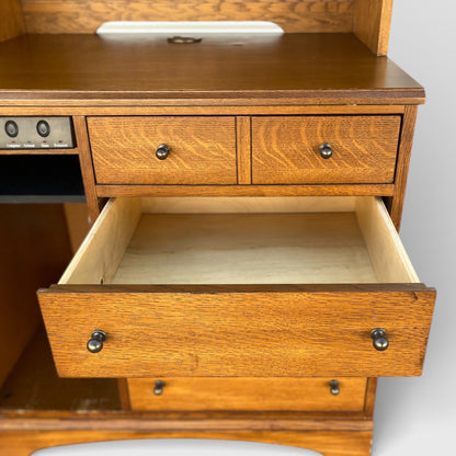 American Oak Executive Office Cabinet by Hooker Furniture with Built-In Power Panel, 1990s