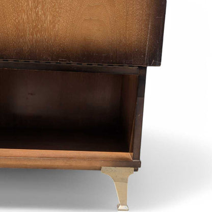 Vintage Atomic Nightstand – Mid Century Drop-Front Side Table, Tapered Metal Legs, 1950s Modern Design, 27" High