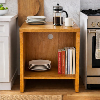 Versatile Solid Oak Pedestal Cabinet, Minimalist American Design, 30” High, Storage
