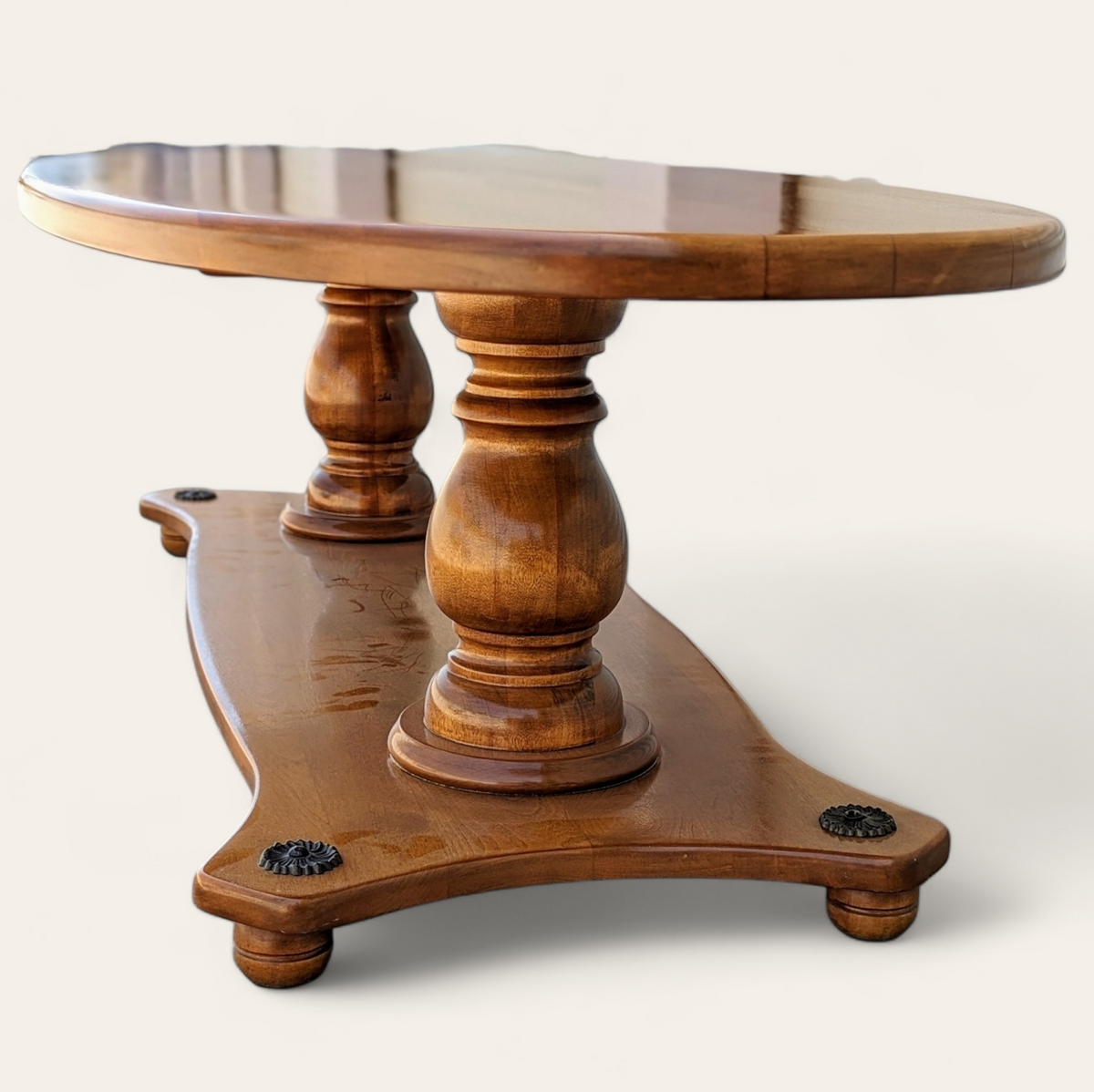 Vintage Solid Maple Surfboard Coffee Table with Sculptural Base — view 5 of 23