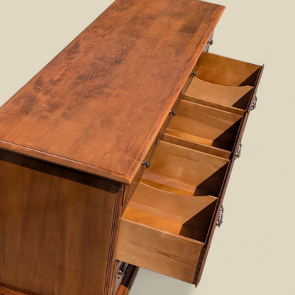 Ethan Allen Early American Solid Maple and Birch Nine-Drawer Dresser with Mirror — view 13 of 23