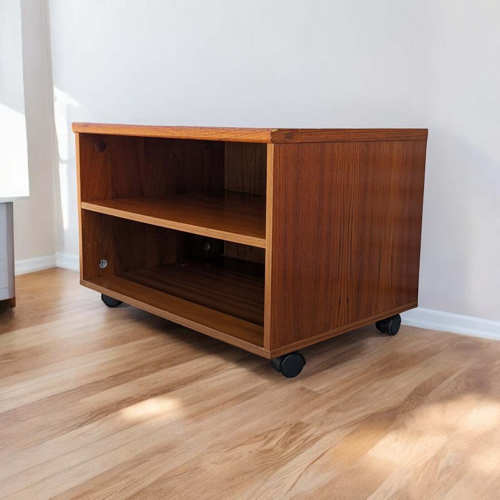 Mid-Century Teak Rolling Storage Cabinet or End Table — view 1 of 15