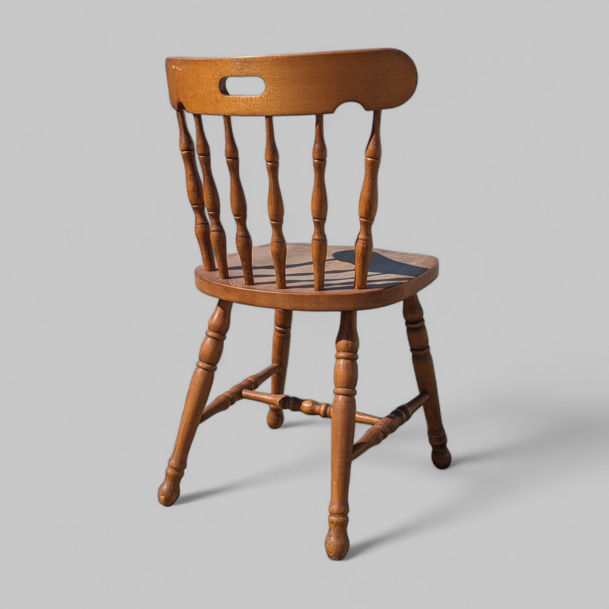 Vintage Ethan Allen Oak Spindle-Back Side Chair — view 9 of 10