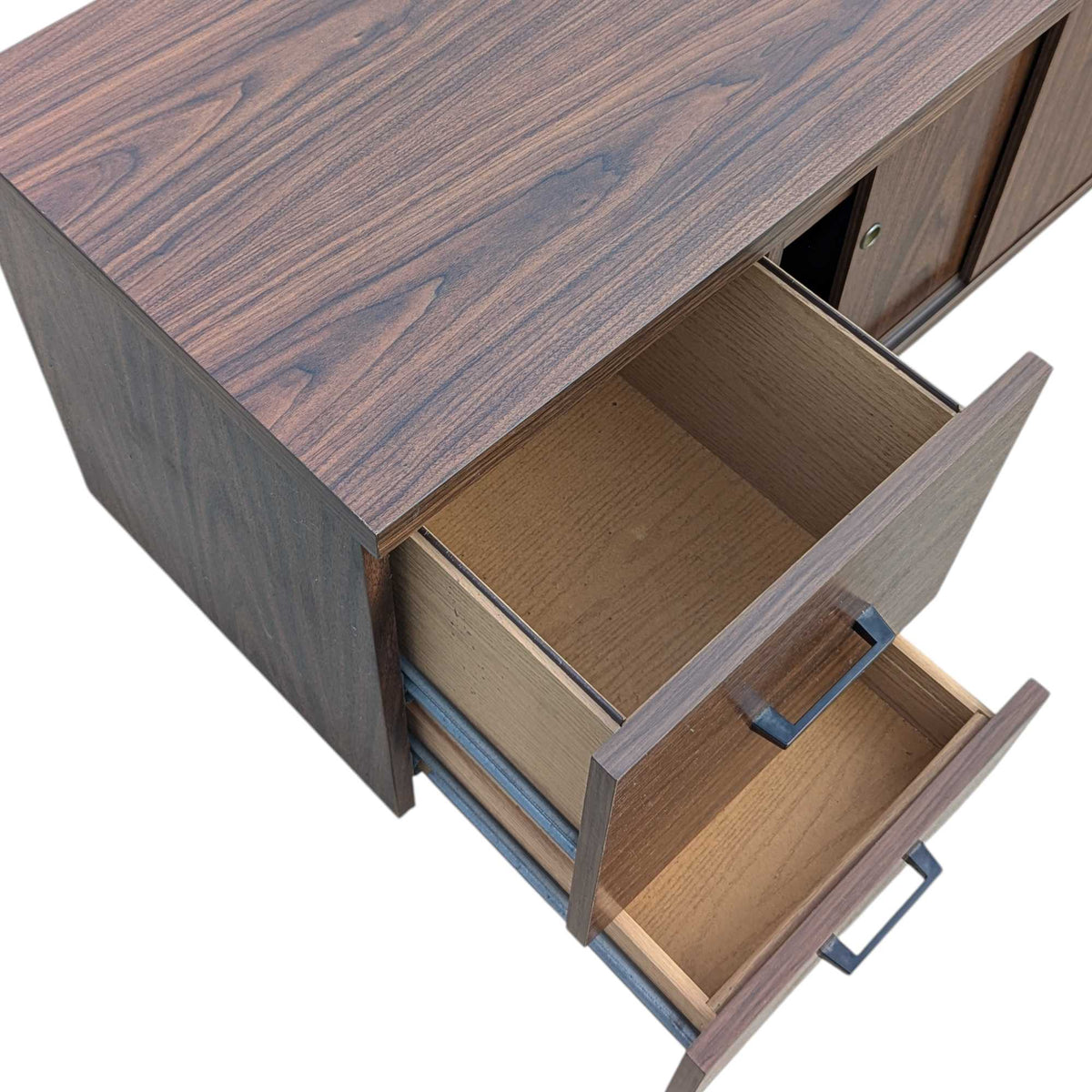Mid-Century Walnut-Grain Laminate Credenza — view 14