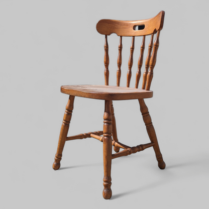Vintage Ethan Allen Oak Spindle-Back Side Chair — view 2 of 10