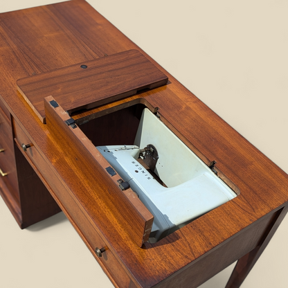 1966 Singer Slant-O-Matic 600 Sewing Machine in Mid-Century Wood Cabinet — view 3 of 18