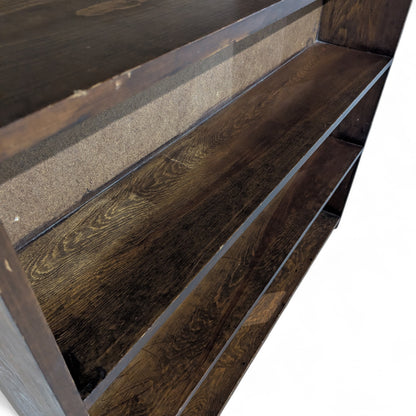 Vintage Pine Bookcase Tall Bookshelf, Narrow 5 Shelf Open Shelving Unit, Rustic Wood Display Storage Cabinet
