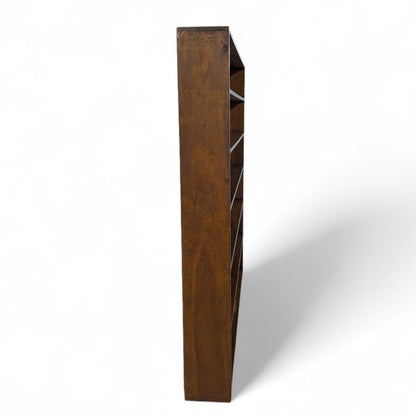 Vintage Pine Bookcase Tall Bookshelf, Narrow 5 Shelf Open Shelving Unit, Rustic Wood Display Storage Cabinet