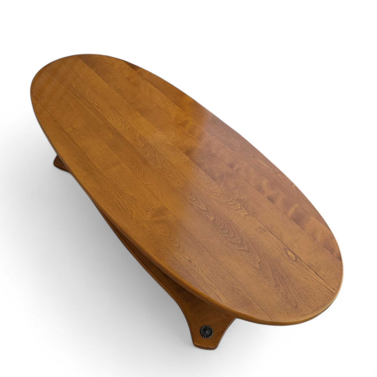 Vintage Solid Maple Surfboard Coffee Table with Sculptural Base — view 19 of 23