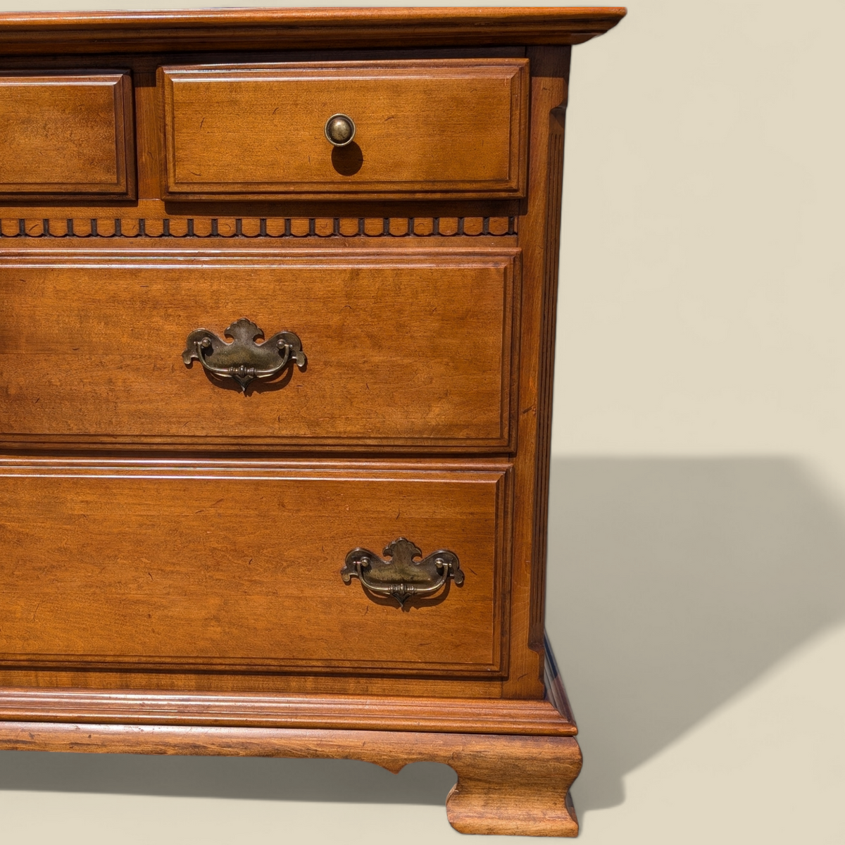Ethan Allen Early American Solid Maple and Birch Nine-Drawer Dresser with Mirror — view 22 of 23