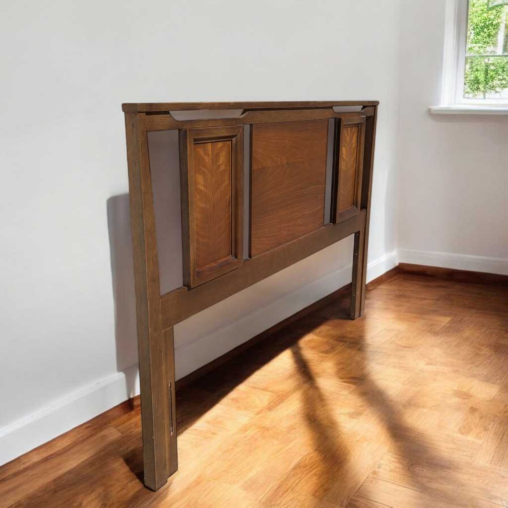 Vintage Full-Size Walnut Headboard and Footboard — view 3 of 24