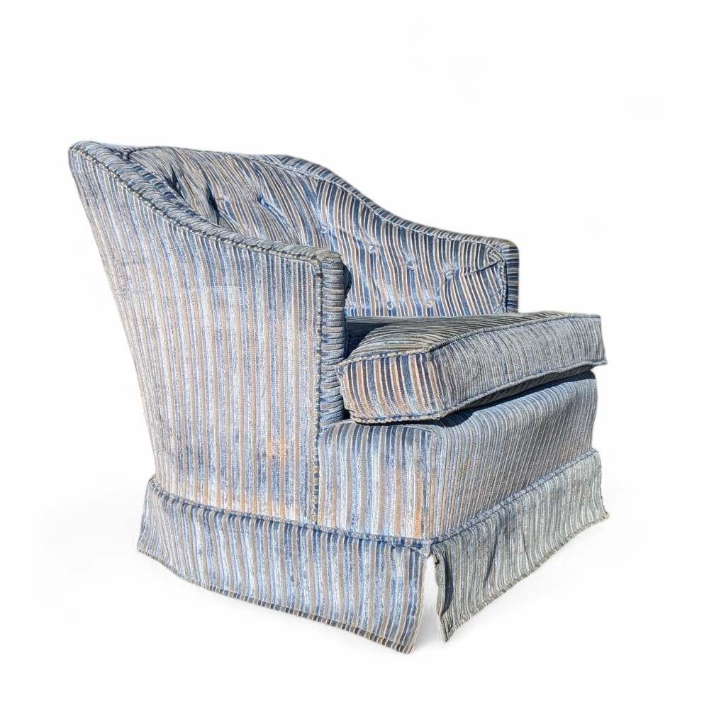 Vintage Blue Striped Velvet Swivel Lounge Chair, Late 20th Century — view 9 [CBV1 seDmQfmh8PmeMMHyzQFC 09 8050b8d6-4ade-46e8-a9b8-a9fab08385d6.jpeg]